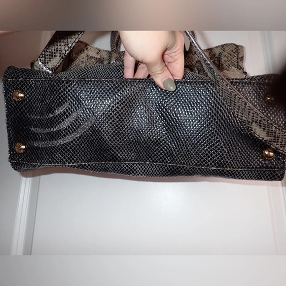 Michael Kors Ombré Hamilton Leather Snakeskin Embossed Satchel Shoulder Bag - Picture 6 of 15